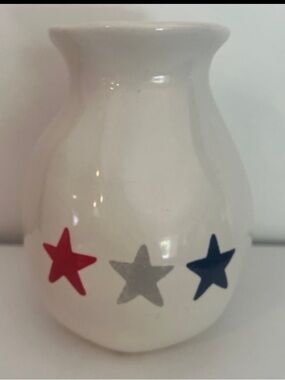 Rae Dunn Patriotic Watercolor Stars Sparkle Flower Vase